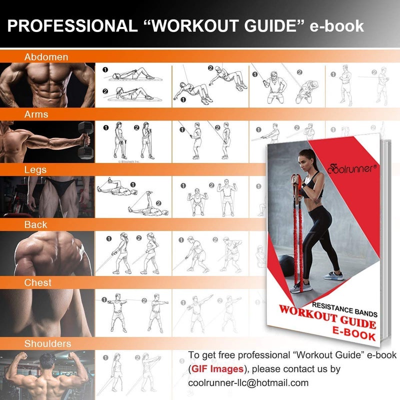 Coolrunner 14 PCS Resistance Bands Set, Exercise Tubes, 20lbs to 40lbs Workout Bands with Handles Protective Nylon Sleeves Door Anchor Ankle Strap, Elastic Exercise Bands for Men Women - up to 150lbs - Image 5